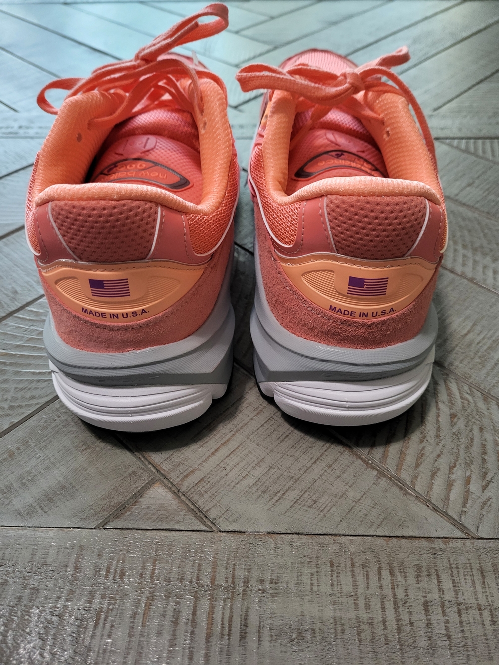 New Balance Men's 990v6 Athletic Sneakers Coral Peach Made In USA - Picture 5 of 9